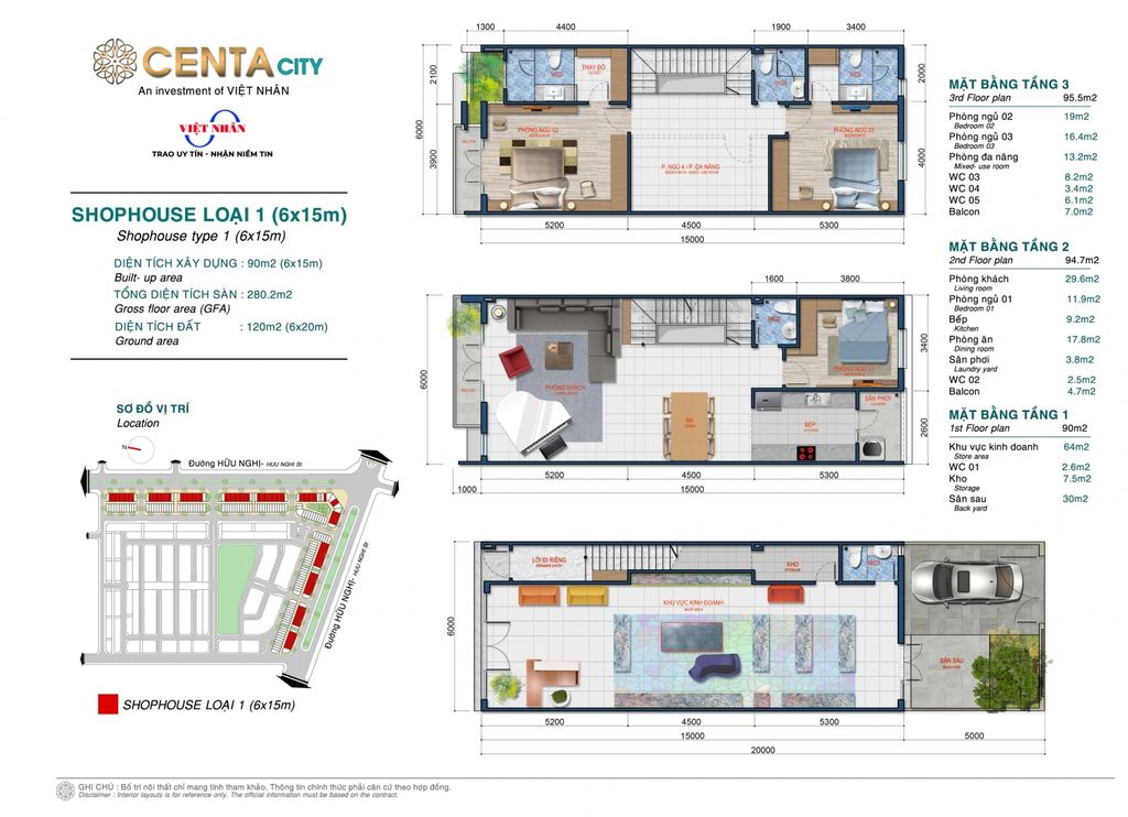 Thiết kế Shophouse Centa City đường 56m DT 120M2 